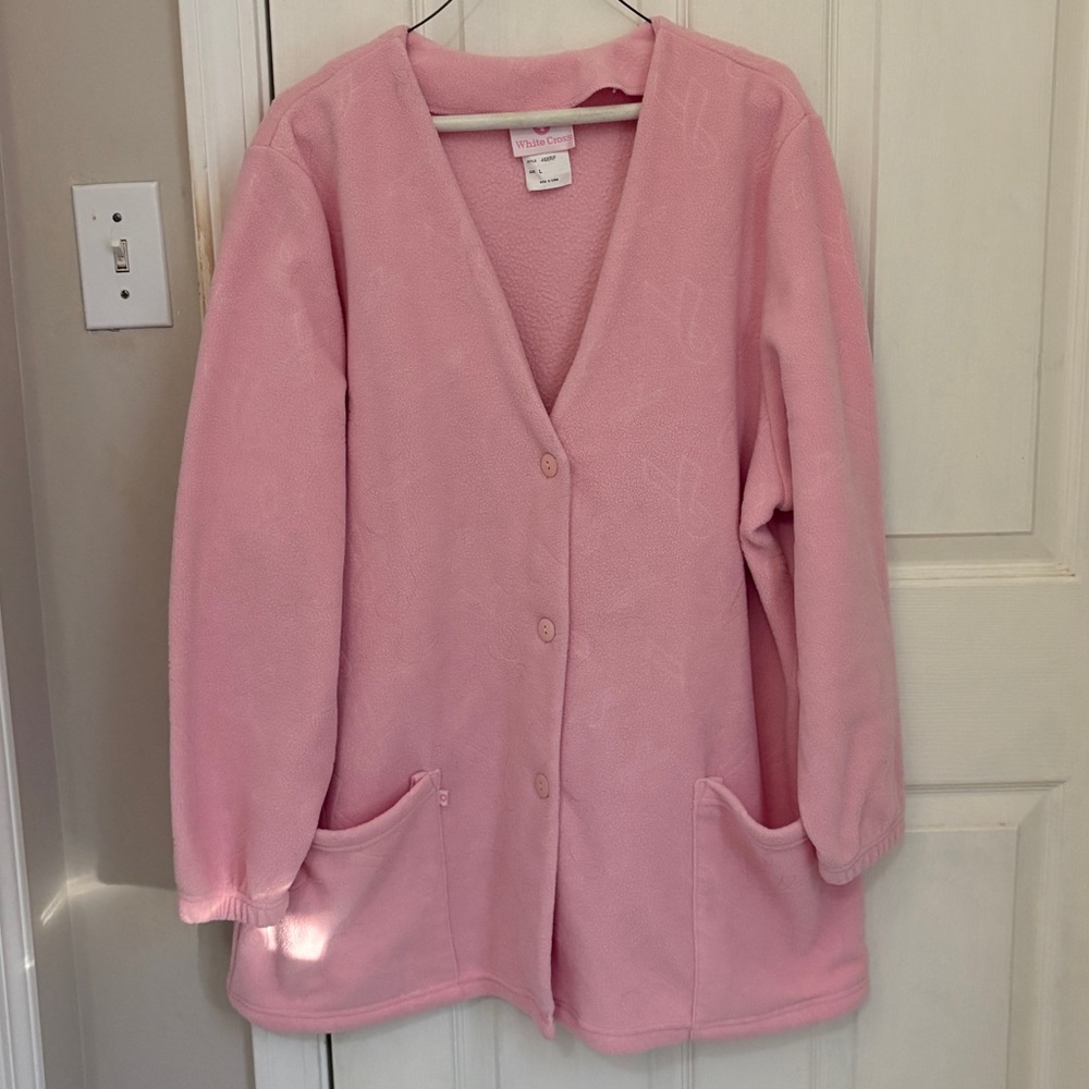 White Cross Vintage Fleece Breast Cancer Awareness Jacket in Pink